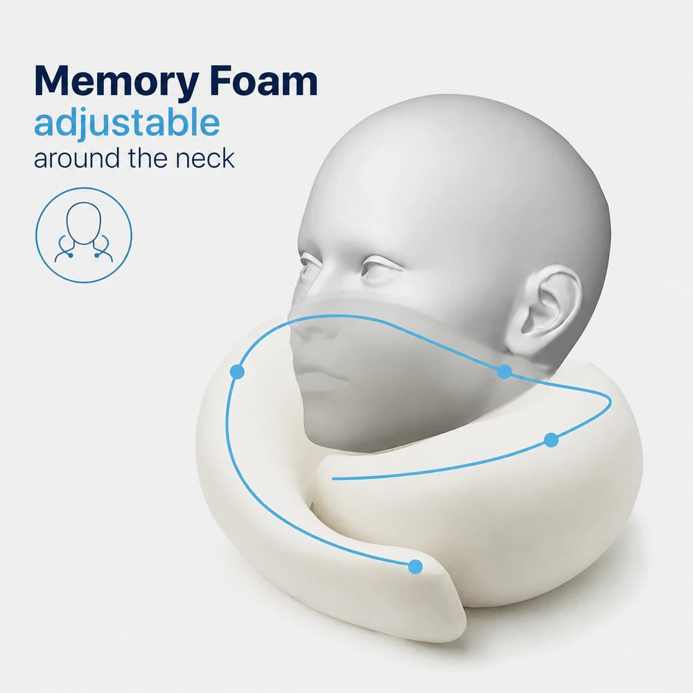 Compact Memory Foam Neck Travel Pillow