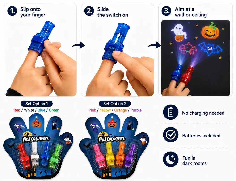 Halloween LED Finger Projection Lights